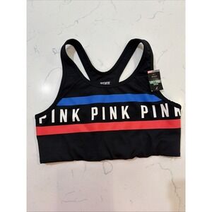 Victoria Secret PINK Ultimate Medium Support Sports Bra Size Large Red White Bl